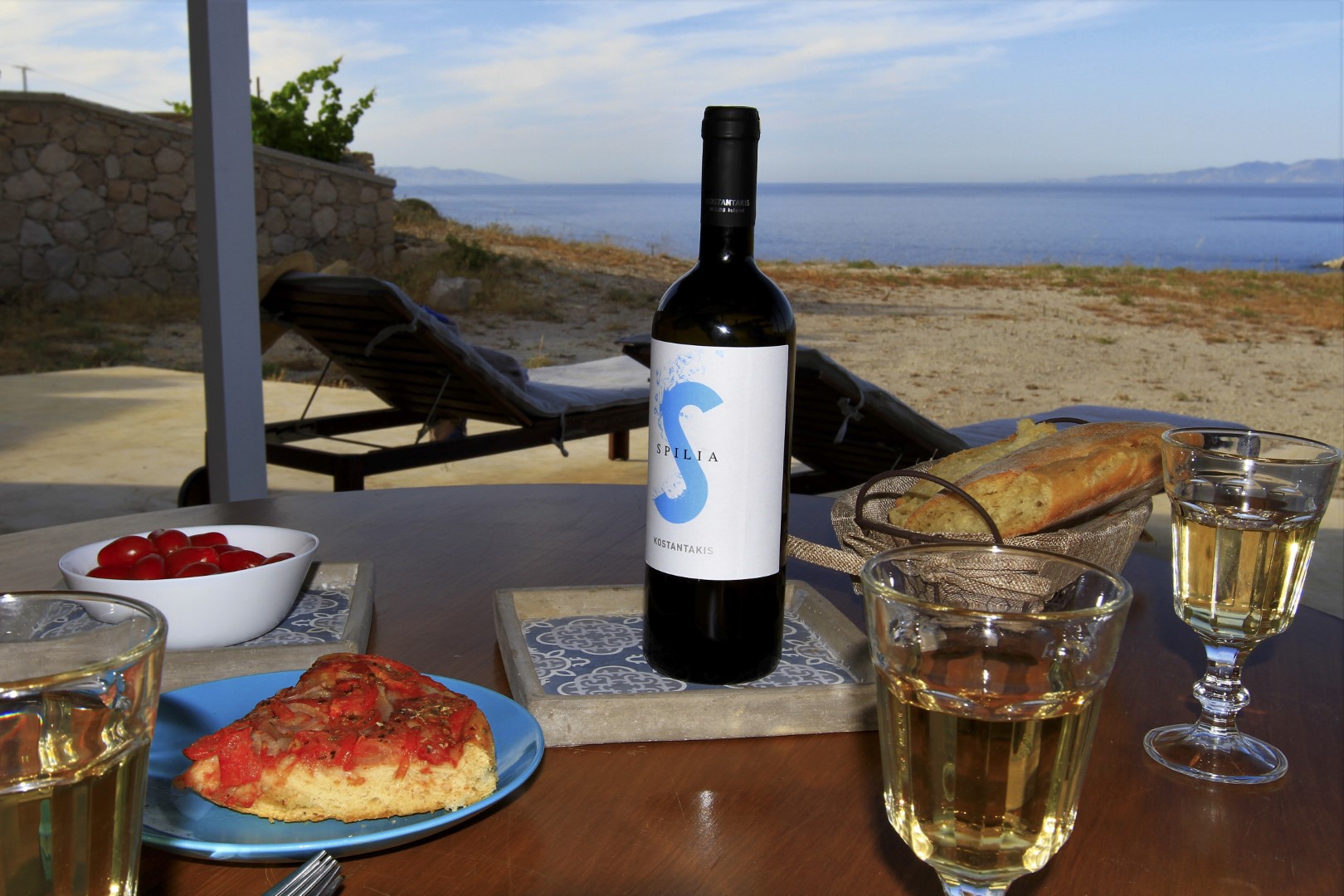 Sea Blue · Wine and the sea from the terrace