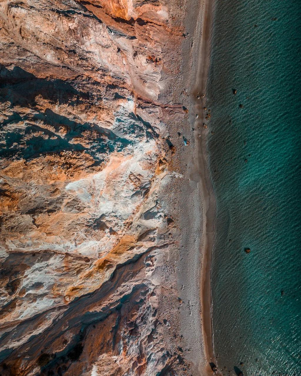 Volcanic landscape and coastline of Milos